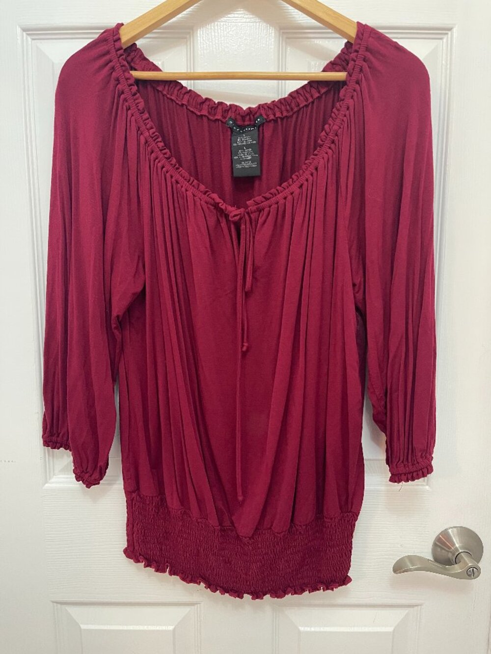 Grace Elements Red Pomegranate Long Sleeve Off-the-Shoulder Blouse - Size L